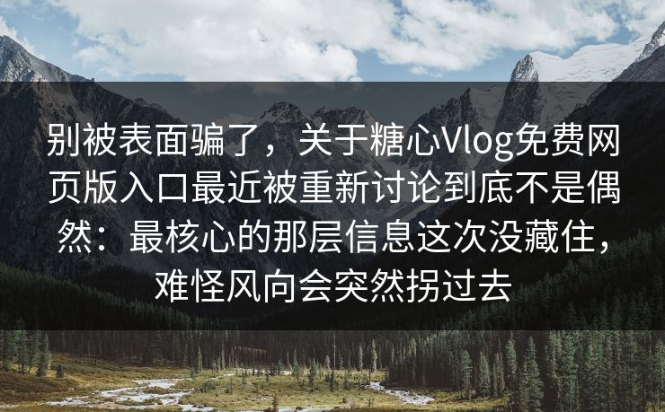 别被表面骗了，关于糖心Vlog免费网页版入口最近被重新讨论到底不是偶然：最核心的那层信息这次没藏住，难怪风向会突然拐过去