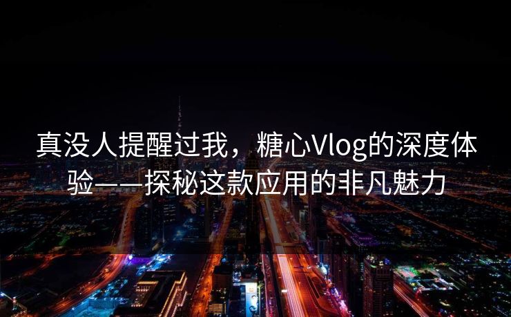 真没人提醒过我，糖心Vlog的深度体验——探秘这款应用的非凡魅力