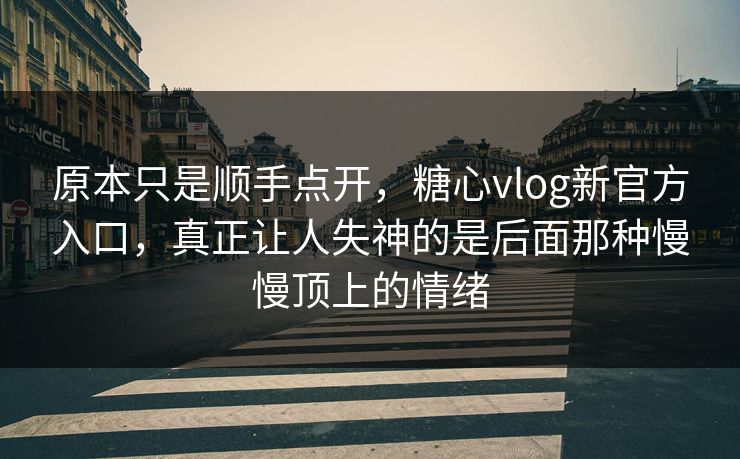 原本只是顺手点开，糖心vlog新官方入口，真正让人失神的是后面那种慢慢顶上的情绪
