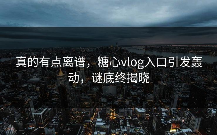 真的有点离谱，糖心vlog入口引发轰动，谜底终揭晓  第1张