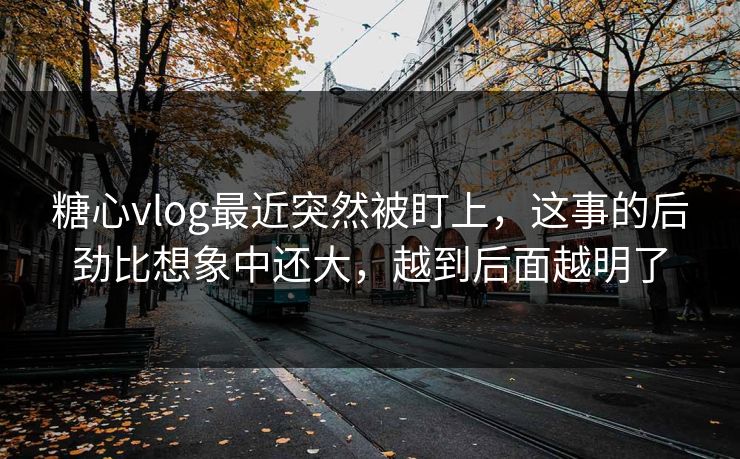 糖心vlog最近突然被盯上，这事的后劲比想象中还大，越到后面越明了