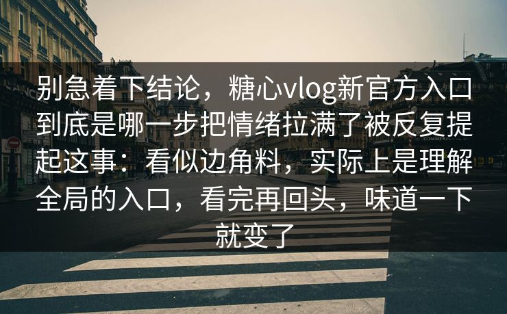别急着下结论，糖心vlog新官方入口到底是哪一步把情绪拉满了被反复提起这事：看似边角料，实际上是理解全局的入口，看完再回头，味道一下就变了