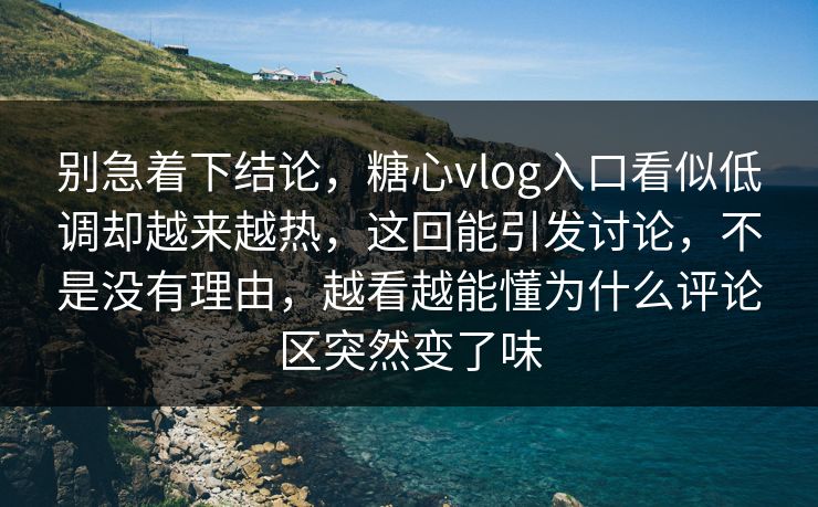 别急着下结论，糖心vlog入口看似低调却越来越热，这回能引发讨论，不是没有理由，越看越能懂为什么评论区突然变了味