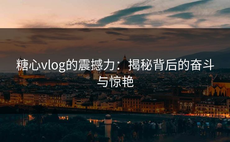 糖心vlog的震撼力：揭秘背后的奋斗与惊艳  第1张
