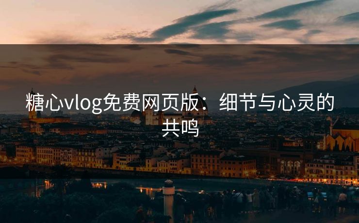 糖心vlog免费网页版：细节与心灵的共鸣  第1张