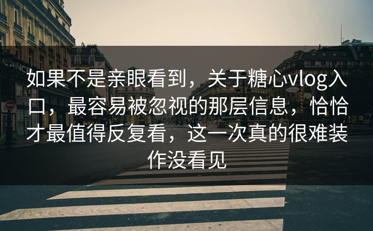 如果不是亲眼看到,关于糖心vlog入口,最容易被忽视的那层信息,恰恰才最值得反复看,这一次真的很难装作没看见