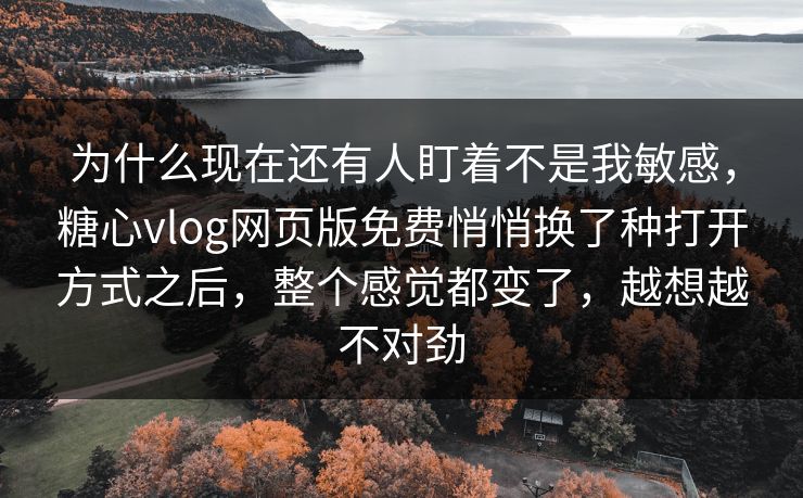 为什么现在还有人盯着不是我敏感,糖心vlog网页版免费悄悄换了种打开方式之后,整个感觉都变了,越想越不对劲