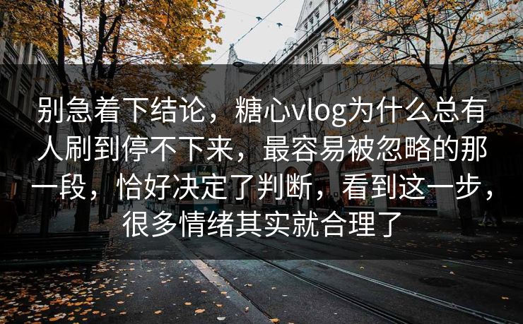 别急着下结论,糖心vlog为什么总有人刷到停不下来,最容易被忽略的那一段,恰好决定了判断,看到这一步,很多情绪其实就合理了