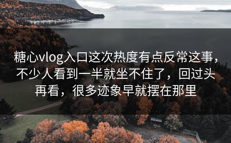 糖心vlog入口这次热度有点反常这事，不少人看到一半就坐不住了，回过头再看，很多迹象早就摆在那里