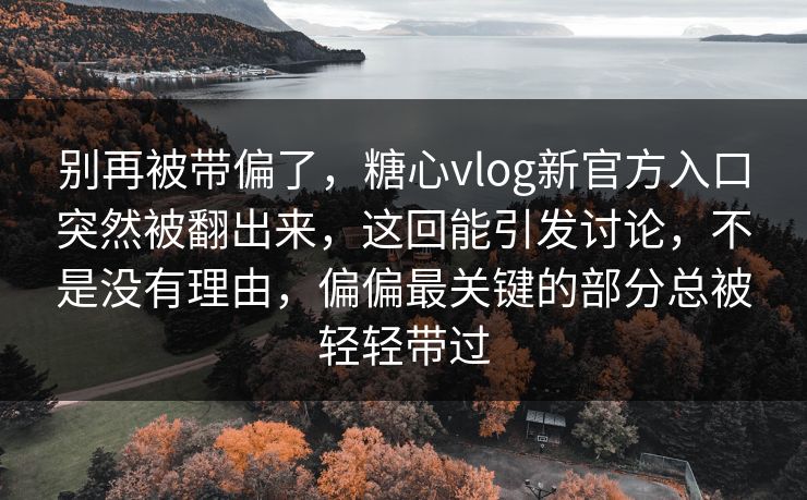 别再被带偏了,糖心vlog新官方入口突然被翻出来,这回能引发讨论,不是没有理由,偏偏最关键的部分总被轻轻带过