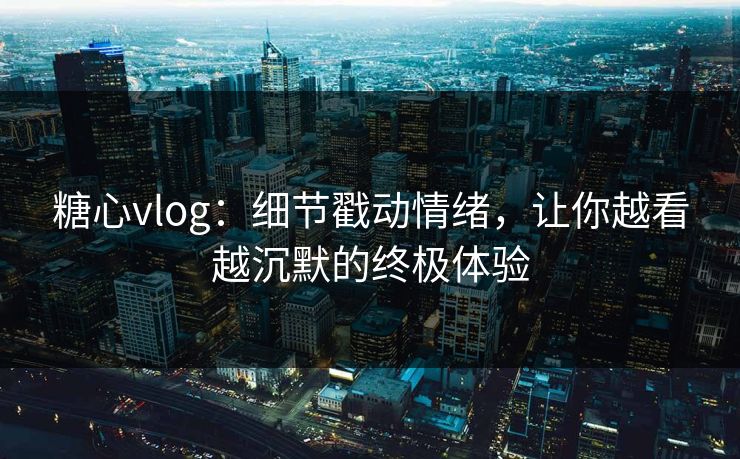 糖心vlog：细节戳动情绪，让你越看越沉默的终极体验