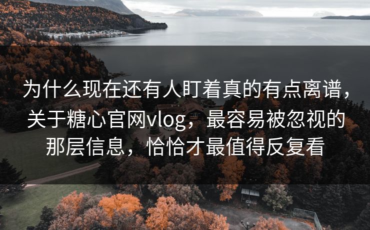 为什么现在还有人盯着真的有点离谱,关于糖心官网vlog,最容易被忽视的那层信息,恰恰才最值得反复看
